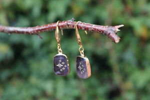“Amethysts with golden stars” earrings