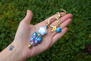 Butterfly and shooting star keychains