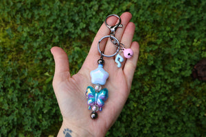 Butterfly and shooting star keychains