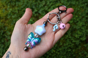 Butterfly and shooting star keychains