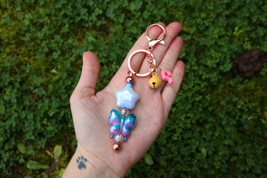 Butterfly and shooting star keychains