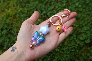 Butterfly and shooting star keychains