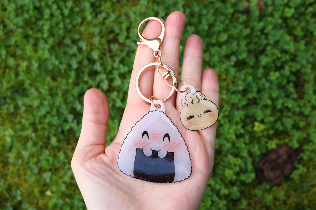 Onigiri and bao keychain