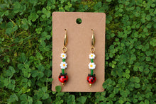 Load image into Gallery viewer, Ladybug and daisy earrings
