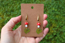 Load image into Gallery viewer, Mushroom and leaf earrings
