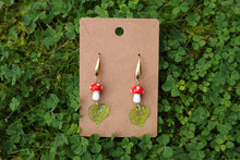 Load image into Gallery viewer, Mushroom and leaf earrings
