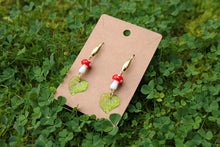 Load image into Gallery viewer, Mushroom and leaf earrings
