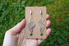 Load image into Gallery viewer, Silver butterfly wing earrings
