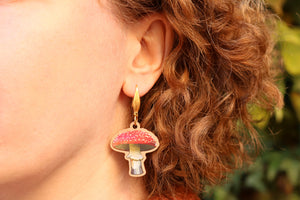 Pendientes setas amanita de madera