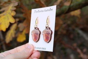 Pendientes bellotas de madera