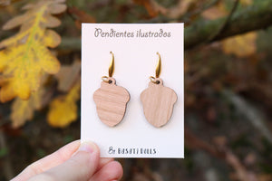 Pendientes bellotas de madera