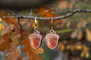 Pendientes bellotas de madera