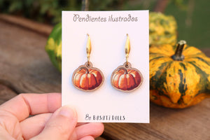 Pendientes calabazas de madera