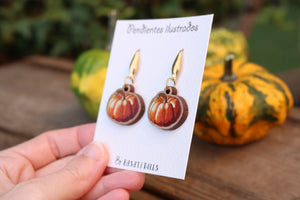 Pendientes calabazas de madera