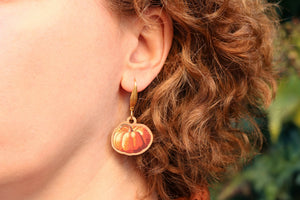 Pendientes calabazas de madera