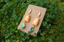 Load image into Gallery viewer, Bunny cookie earrings with tea
