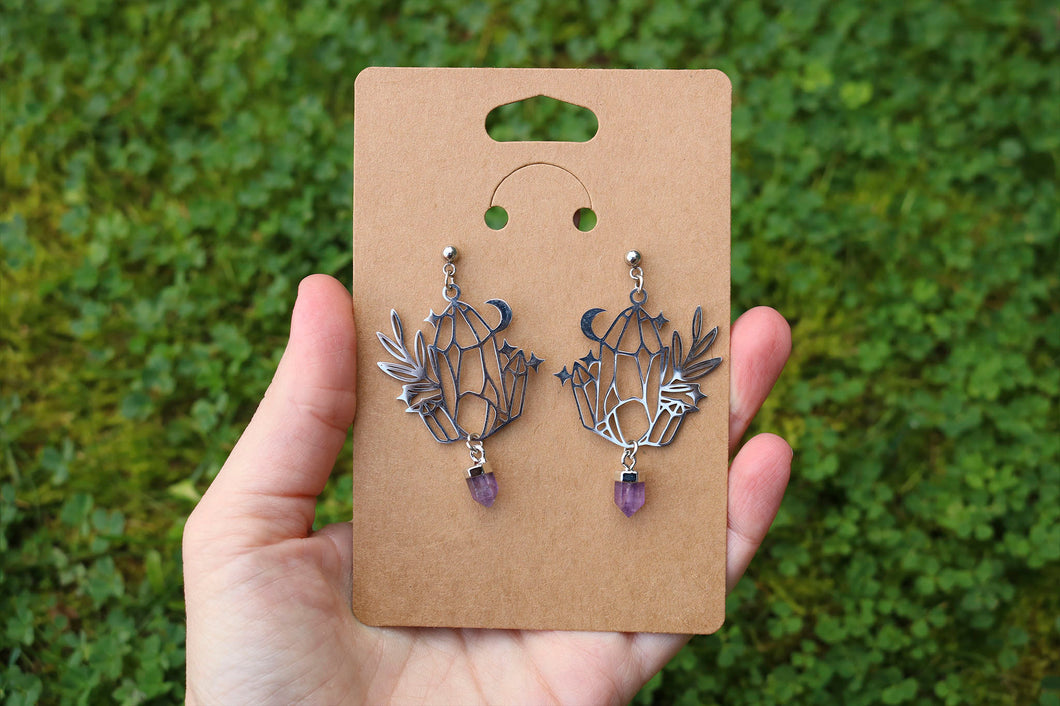 Amethyst gem earrings