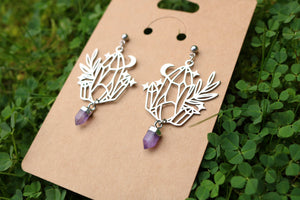 Amethyst gem earrings