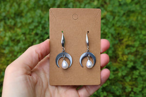 Silver moon earrings