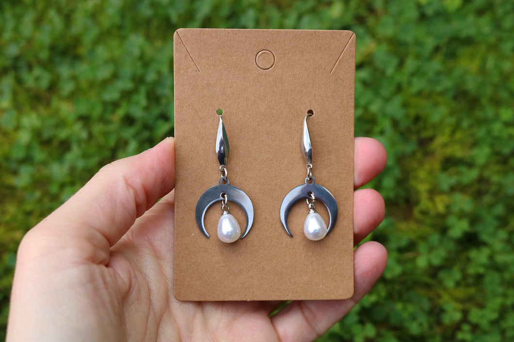 Silver moon earrings