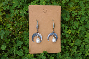 Silver moon earrings