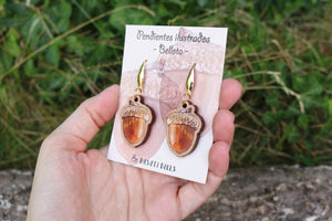 Pendientes bellota de madera