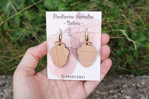 Pendientes bellota de madera