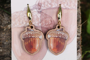 Pendientes bellota de madera