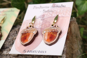 Pendientes bellota de madera