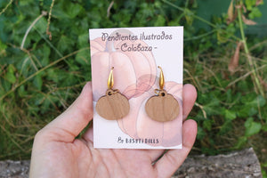 Pendientes calabaza de madera