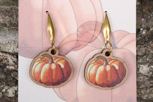 Pendientes calabaza de madera