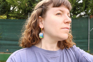 Pendientes hortensia de madera