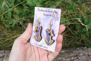 Pendientes lavanda de madera