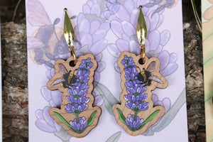 Pendientes lavanda de madera