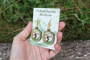 Pendientes lirio del valle de madera