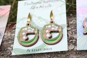 Pendientes lirio del valle de madera