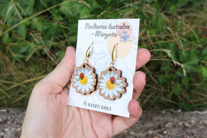 Pendientes margarita de madera