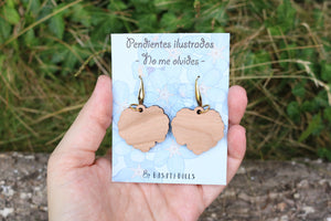 Pendientes no me olvides de madera