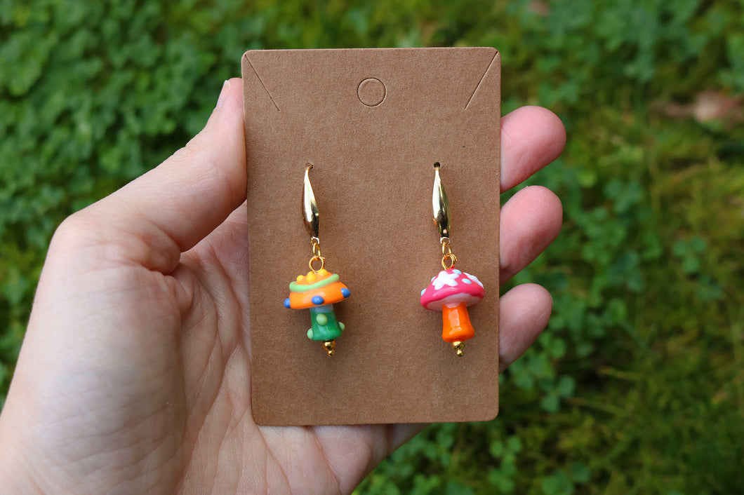 Colorful mushroom earrings