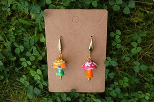 Colorful mushroom earrings