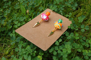 Colorful mushroom earrings