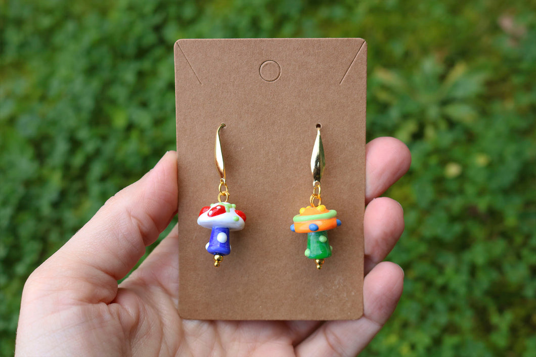 Colorful mushroom earrings