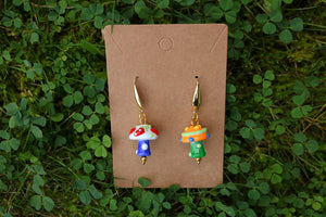 Colorful mushroom earrings