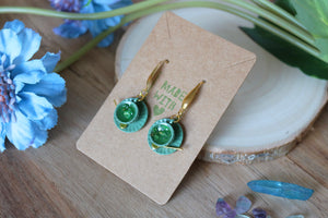 Green tea cup earrings