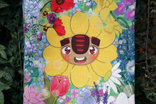 Load image into Gallery viewer, Sunflower troll tote bag surrounded by flowers
