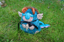 Load image into Gallery viewer, Autumn troll asleep with a cycat on its back
