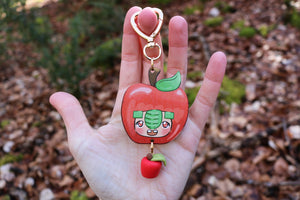 Wooden keychain "Troll in apple costume"