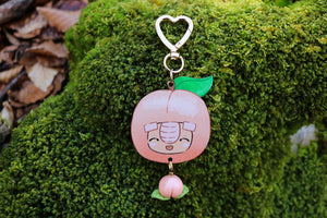 Wooden keychain "Troll in peach costume"